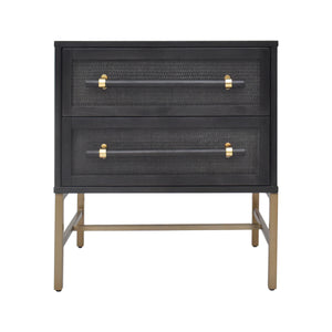 Front View of Black Sophia 2 Drawer Nightstand